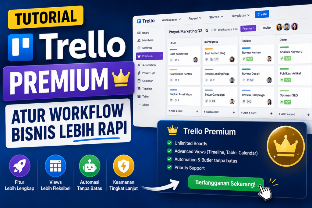 Tutorial Berlangganan Trello Premium: Atur Workflow Bisnis Lebih Rapi.