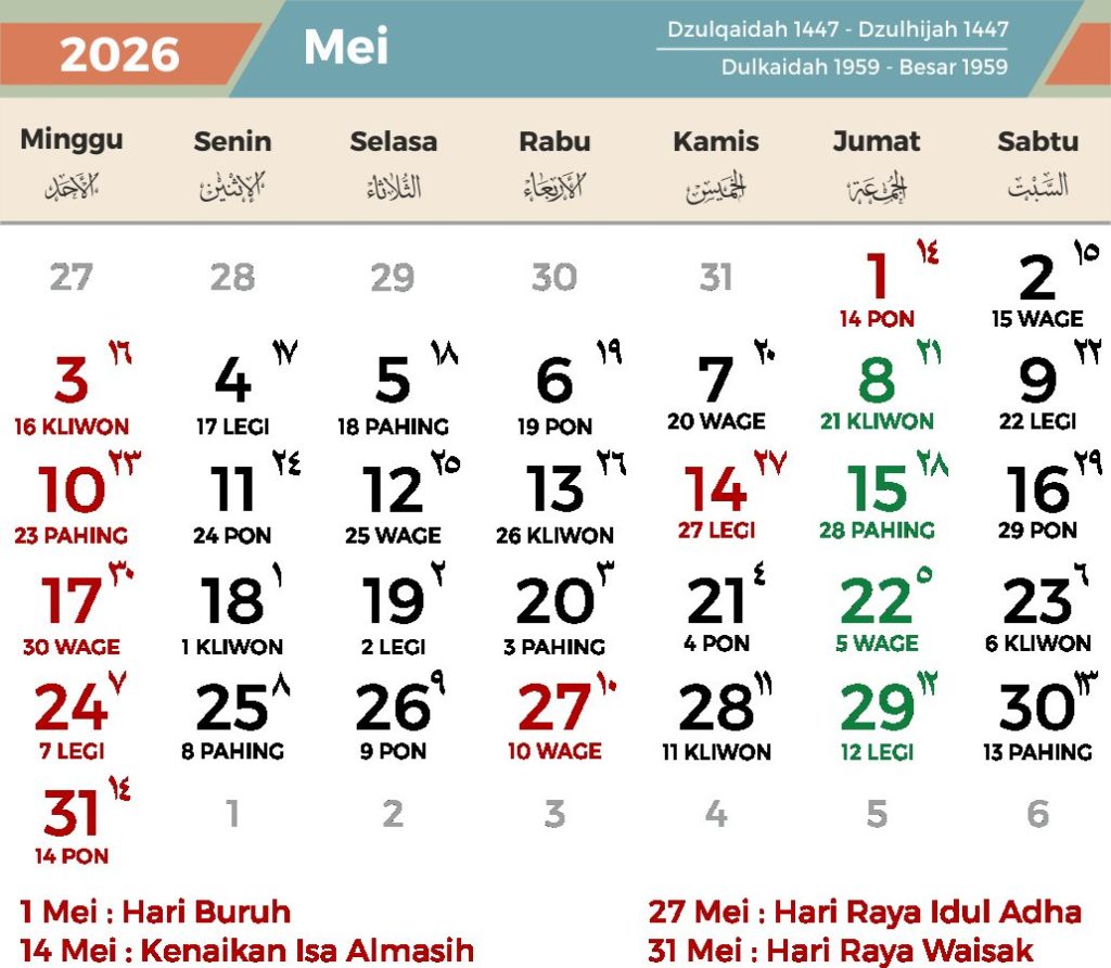 Libur Nasional dan Cuti Bersama Mei 2026: Apa yang Perlu Diketahui