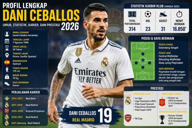 Profil Lengkap Dani Ceballos 2026: Umur, Statistik, Karier, dan Prestasi