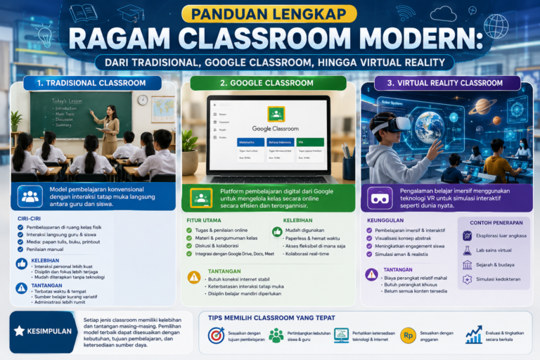 Panduan Lengkap Ragam Classroom Modern: Dari Tradisional, Google Classroom, hingga Virtual Reality