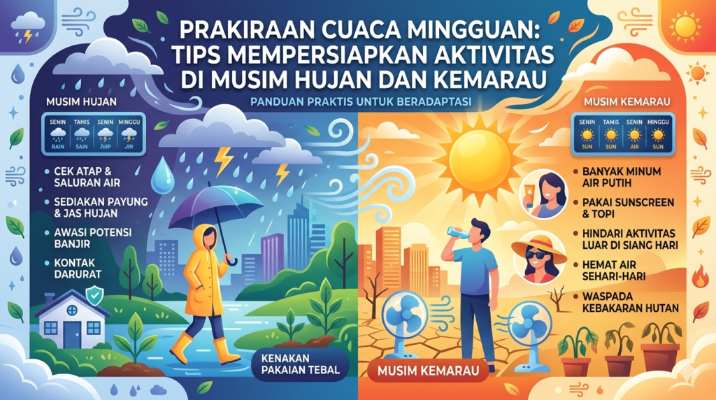 Prakiraan Cuaca Mingguan: Tips Mempersiapkan Aktivitas di Musim Hujan dan Kemarau