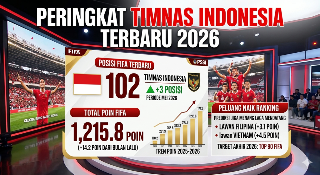 Peringkat Timnas Indonesia Terbaru 2026: Posisi FIFA, Poin, dan Peluang Naik Ranking