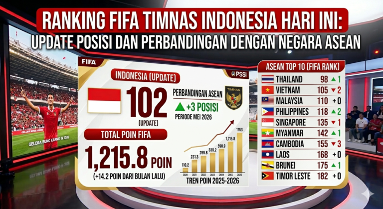 Peringkat Timnas Indonesia Terbaru 2026: Posisi FIFA, Poin, dan Peluang Naik Ranking