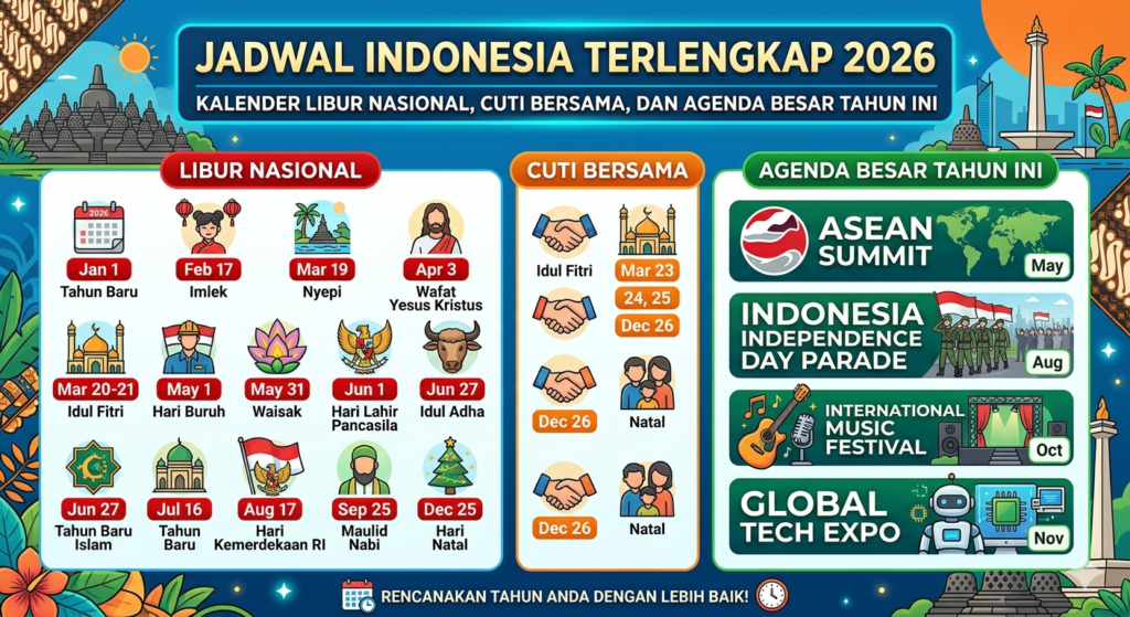 Jadwal Indonesia Terlengkap 2026: Kalender Libur Nasional, Cuti Bersama, dan Agenda Besar Tahun Ini