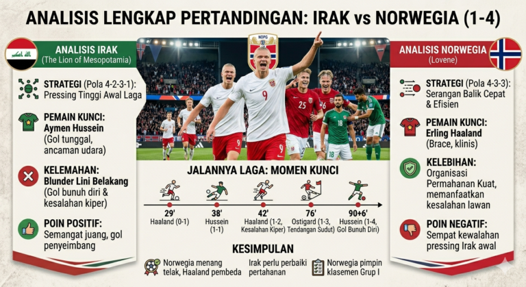 Irak vs Norwegia di Piala Dunia 2026: Statistik, Susunan Pemain, dan Hasil Akhir