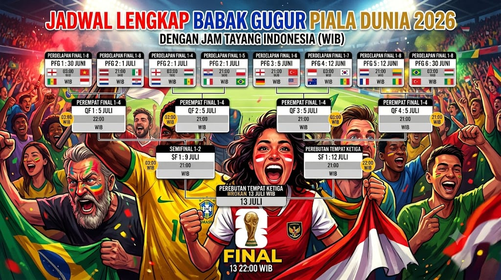 Jadwal Lengkap Babak Gugur Piala Dunia 2026 Beserta Jam Tayang