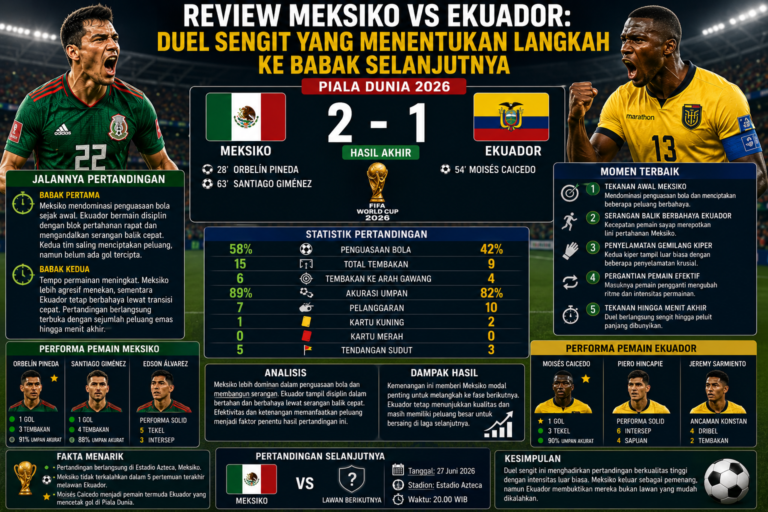Review Meksiko vs Ekuador: Duel Sengit yang Menentukan Langkah ke Babak Selanjutnya