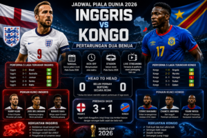 Jadwal Inggris vs Kongo di Piala Dunia 2026: Jam Tayang, Live Streaming, dan Prediksi