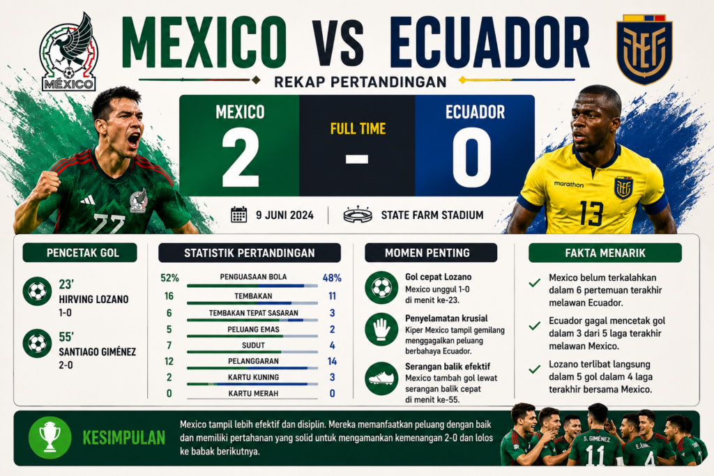 Mexico vs Ecuador: Rekap Pertandingan, Performa Pemain, dan Fakta Menarik