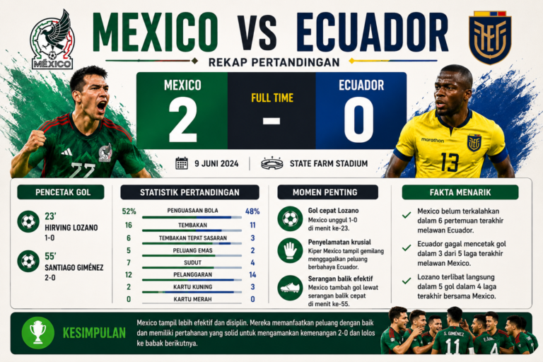 Mexico vs Ecuador: Rekap Pertandingan, Performa Pemain, dan Fakta Menarik