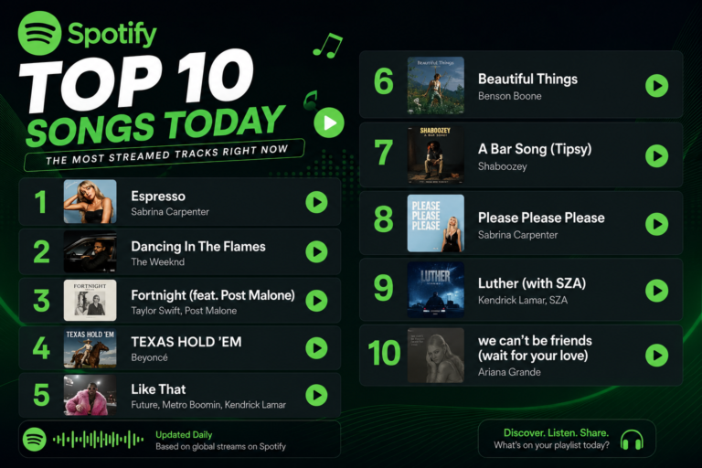 Spotify Top 10 Songs Today: The Most Streamed Tracks You Need to Hear Right Now