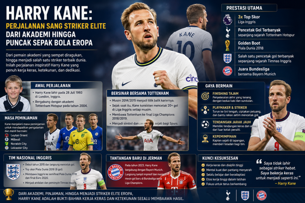 Harry Kane: Perjalanan Sang Striker Elite dari Akademi hingga Puncak Sepak Bola Eropa