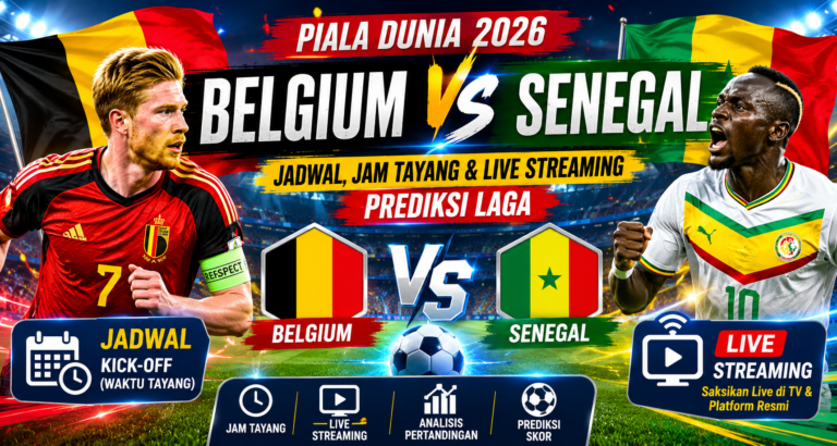 Jadwal Belgium vs Senegal di Piala Dunia 2026: Jam Tayang, Link Live Streaming, dan Prediksi Laga