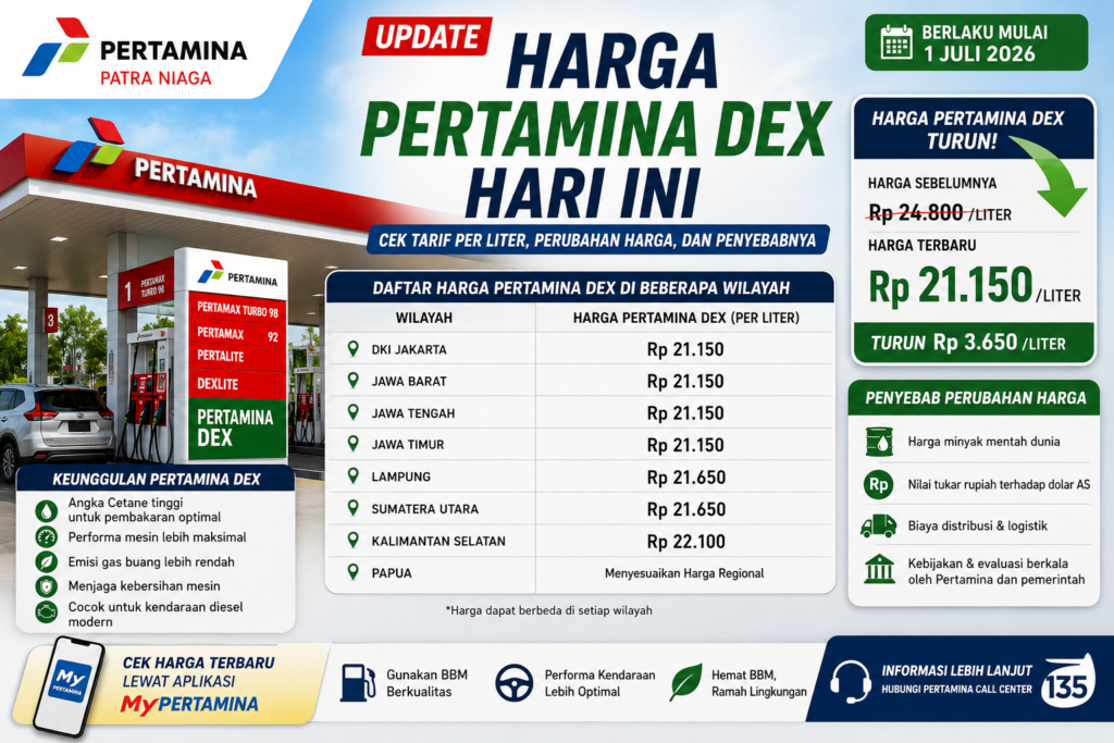 Update Harga Pertamina Dex Hari Ini: Cek Tarif per Liter, Perubahan Harga, dan Penyebabnya