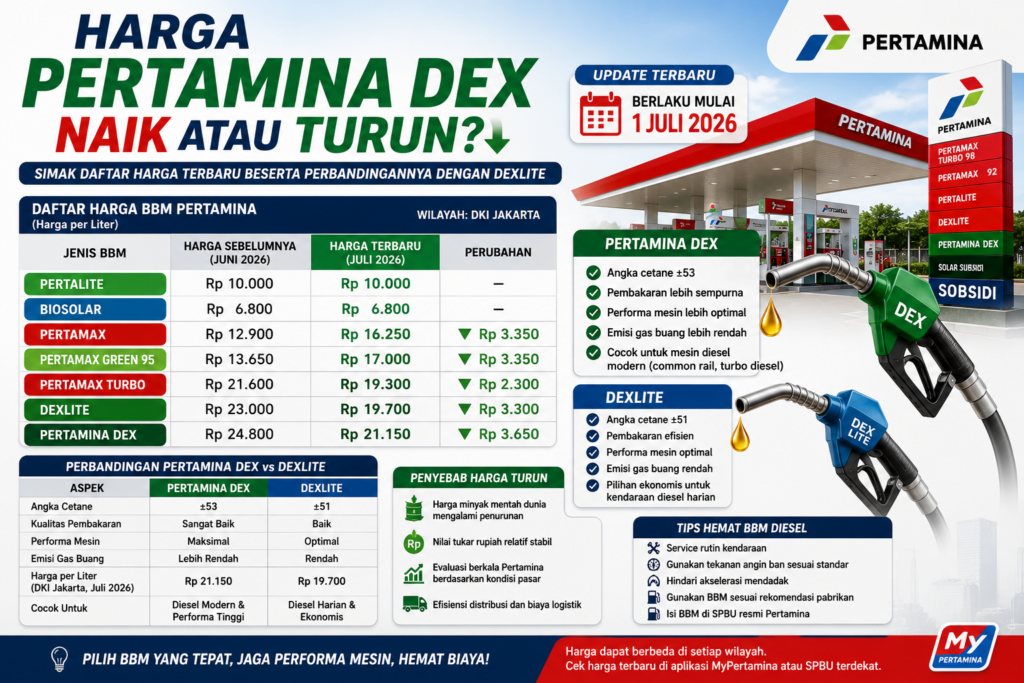 Harga Pertamina Dex Naik atau Turun? Simak Daftar Harga Terbaru Beserta Perbandingannya dengan Dexlite