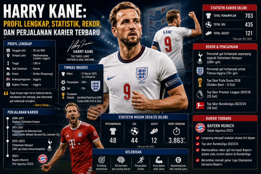 Harry Kane: Profil Lengkap, Statistik, Rekor, dan Perjalanan Karier Terbaru
