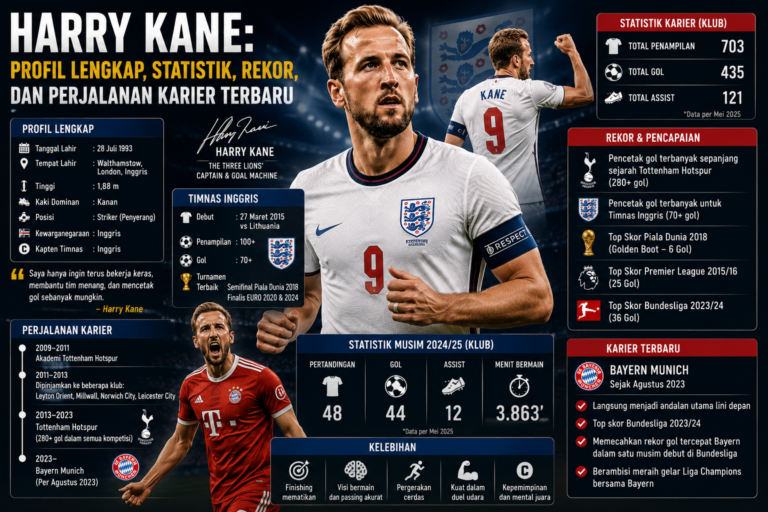 Harry Kane: Profil Lengkap, Statistik, Rekor, dan Perjalanan Karier Terbaru