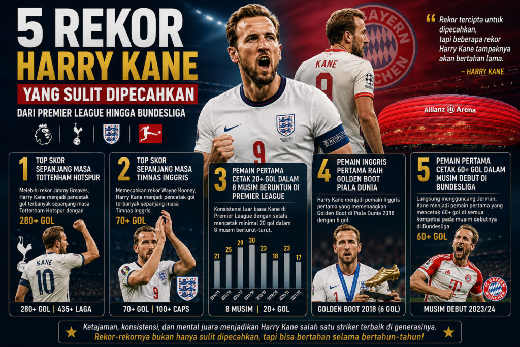 5 Rekor Harry Kane yang Sulit Dipecahkan, Dari Premier League hingga Bundesliga