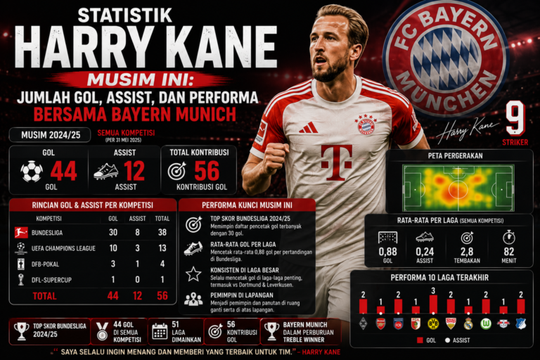 Statistik Harry Kane Musim Ini: Jumlah Gol, Assist, dan Performa Bersama Bayern Munich