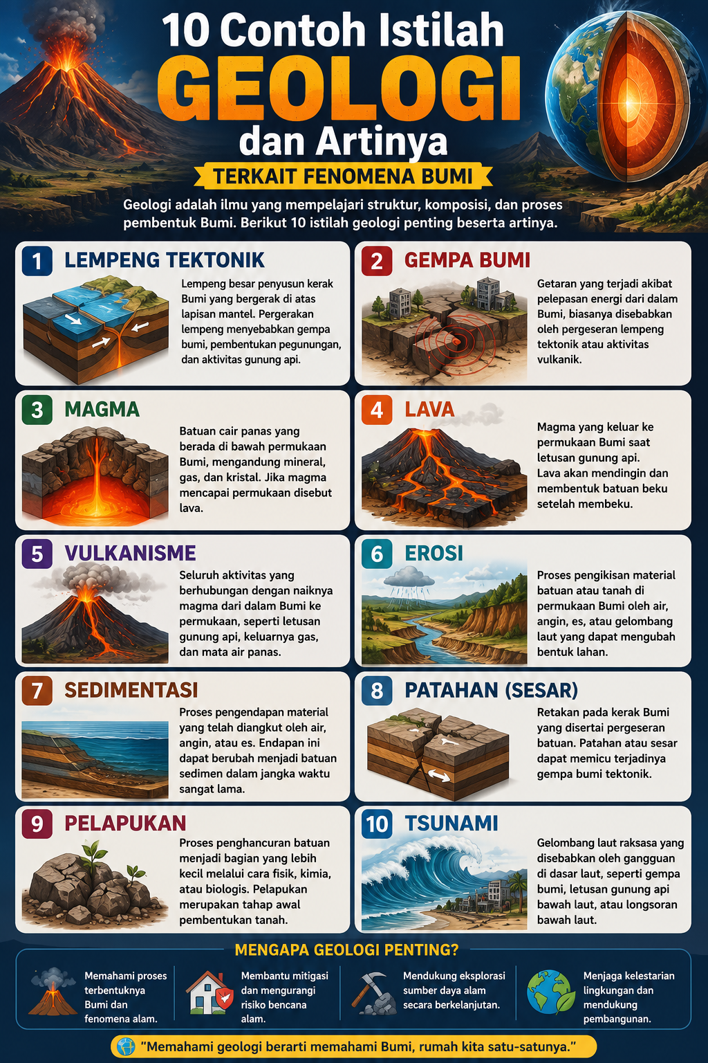 10 Contoh Istilah Geologi dan Artinya Terkait Fenomena Bumi