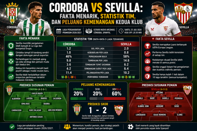 Cordoba vs Sevilla: Fakta Menarik, Statistik Tim, dan Peluang Kemenangan Kedua Klub