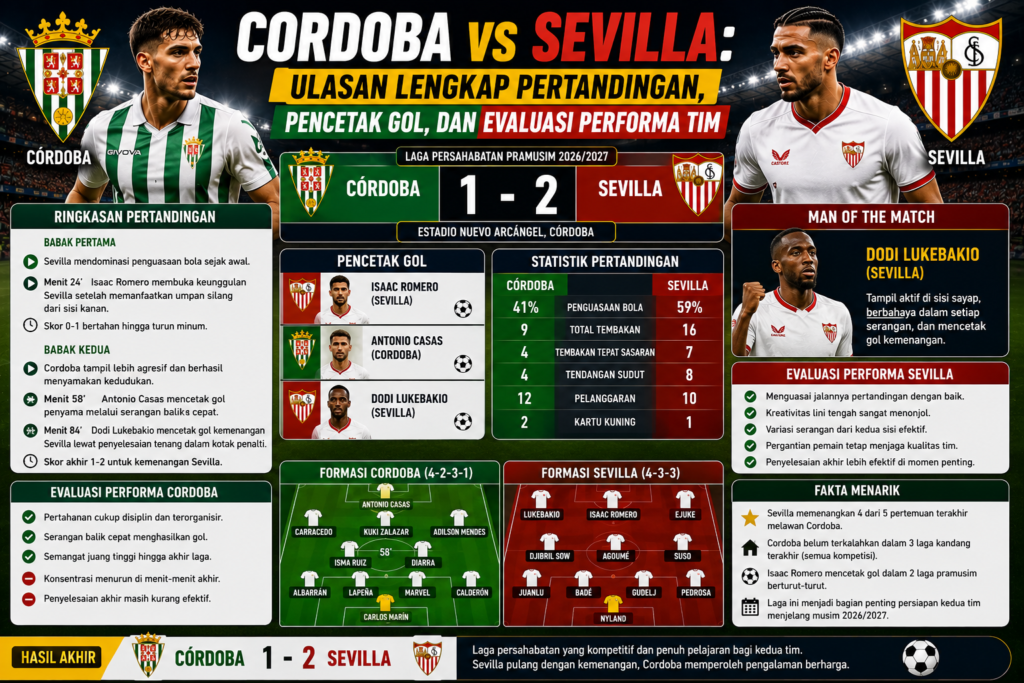 Cordoba vs Sevilla: Ulasan Lengkap Pertandingan, Pencetak Gol, dan Evaluasi Performa Tim