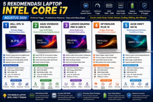 5 Rekomendasi Laptop dengan Prosesor Intel Core i7 Terbaik Agustus 2026