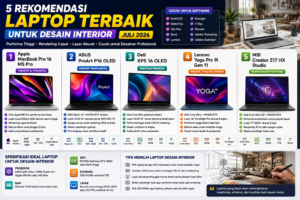 Rekomendasi Laptop Terbaik untuk Desain Interior Juli 2026: 5 Pilihan dengan Performa Tinggi untuk Rendering dan Desain 3D