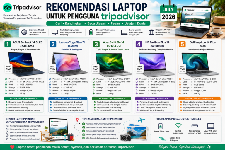 Rekomendasi Laptop Terbaik untuk Pengguna TripAdvisor Edisi Juli 2026