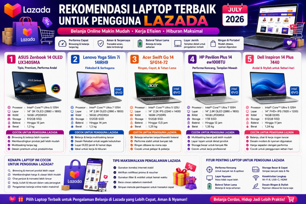 Rekomendasi Laptop Terbaik untuk Pengguna Lazada Edisi Juli 2026