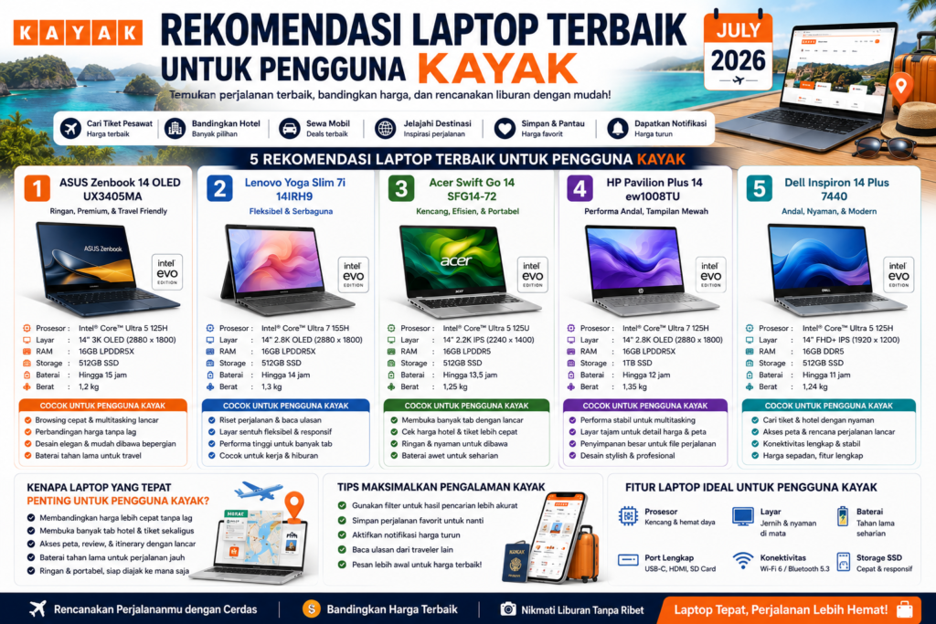 Rekomendasi Laptop Terbaik untuk Pengguna KAYAK Edisi Juli 2026
