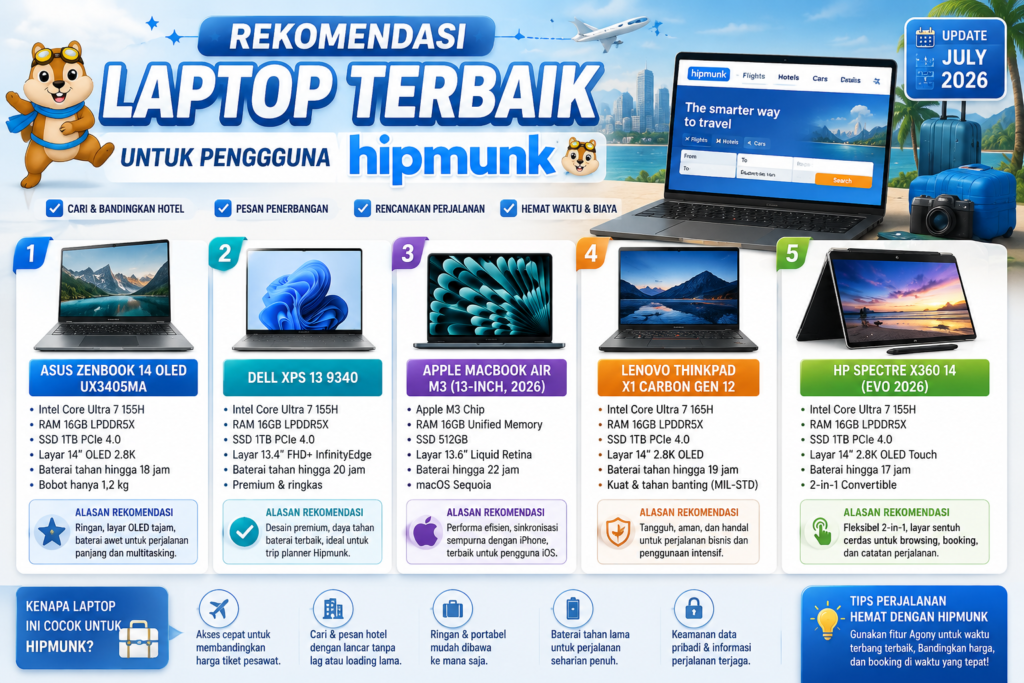 Rekomendasi Laptop Terbaik untuk Pengguna Hipmunk Juli 2026