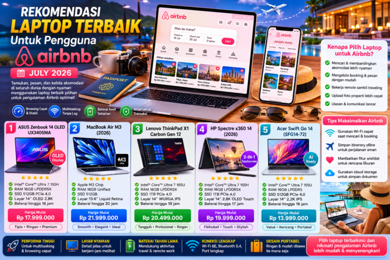 5 Rekomendasi Laptop Terbaik untuk Pengguna Airbnb (Juli 2026)