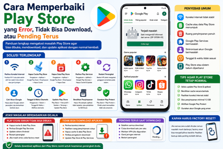 Cara Memperbaiki Play Store yang Error, Tidak Bisa Download, atau Pending Terus