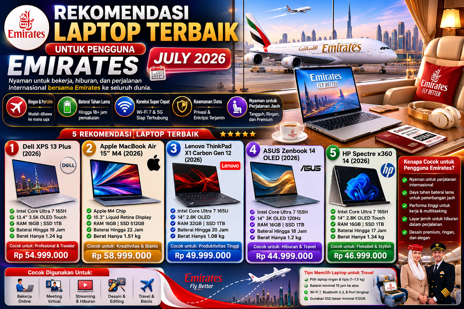Rekomendasi Laptop Terbaik untuk Pengguna Emirates (Juli 2026)