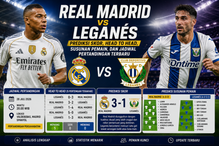 Real Madrid vs Leganés: Prediksi Skor, Head to Head, Susunan Pemain, dan Jadwal Pertandingan Terbaru