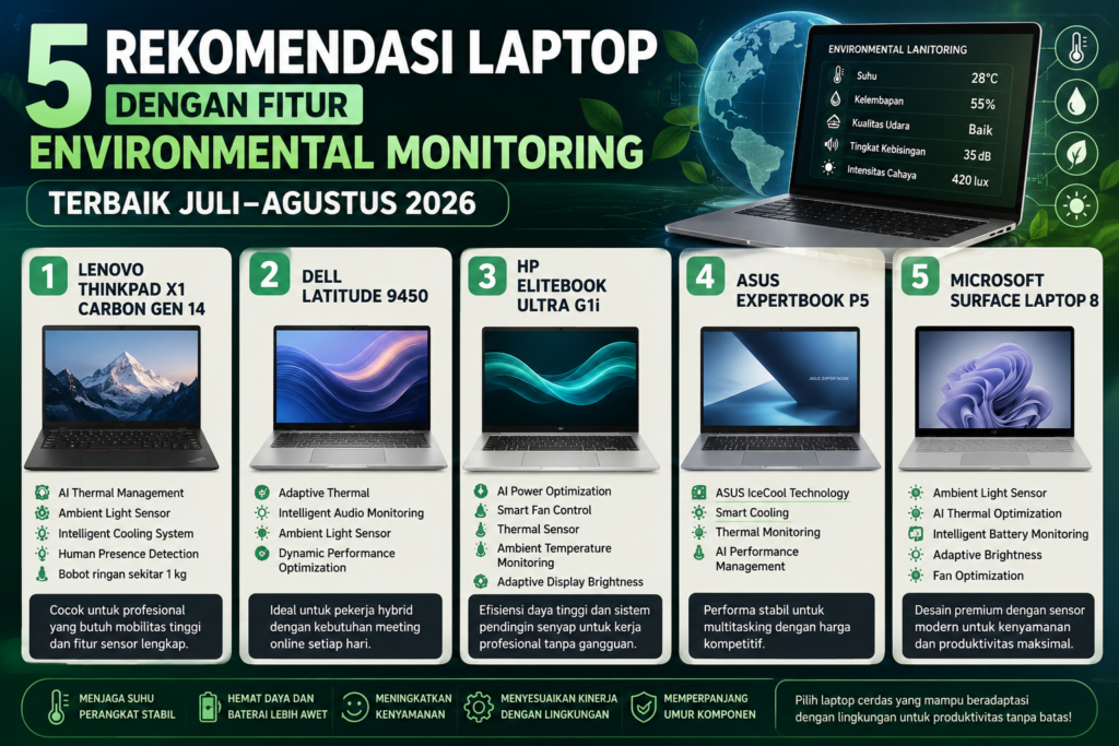 5 Rekomendasi Laptop Terbaik dengan Fitur Health Monitoring & Integrasi Sleep Tracking (Juli–Agustus 2026)