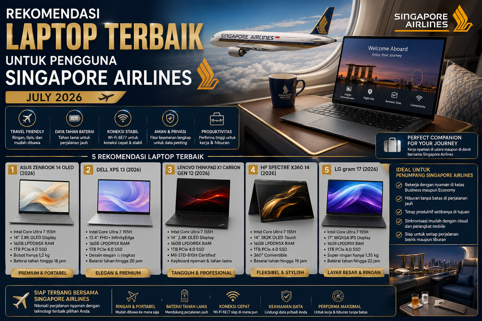Rekomendasi Laptop Terbaik untuk Pengguna Singapore Airlines (Edisi Juli 2026)
