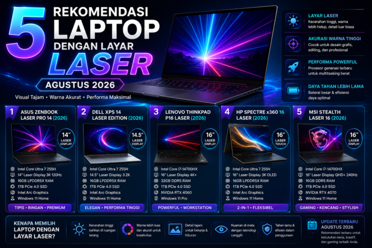 5 Rekomendasi Laptop dengan Layar Laser Terbaik (Edisi Agustus 2026)