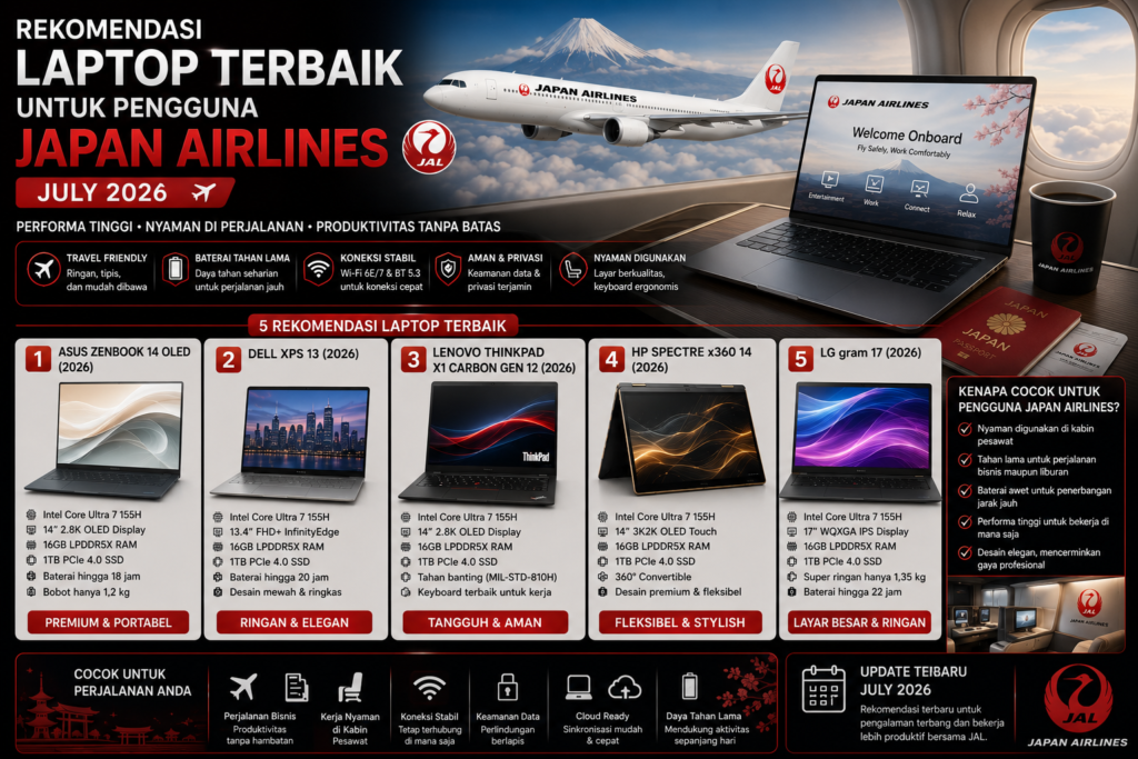 Rekomendasi Laptop Terbaik untuk Pengguna Japan Airlines (Edisi Juli 2026)