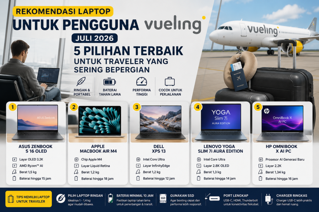 Rekomendasi Laptop untuk Pengguna Vueling Juli 2026: 5 Pilihan Terbaik untuk Traveler yang Sering Bepergian