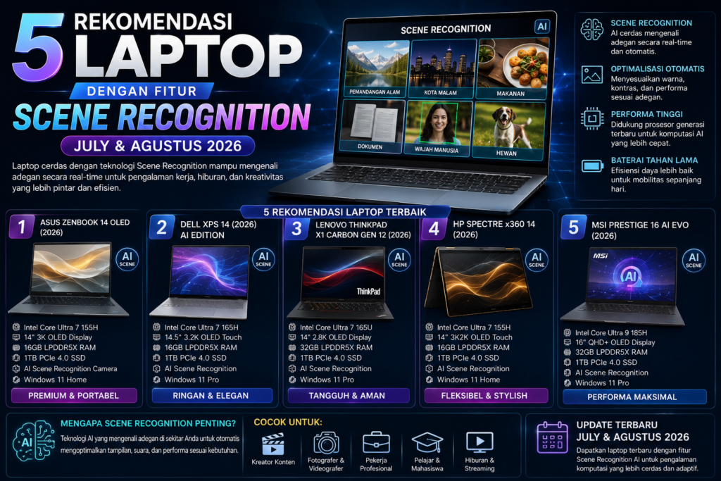 5 Rekomendasi Laptop dengan Fitur Scene Recognition Terbaik (Juli & Agustus 2026)