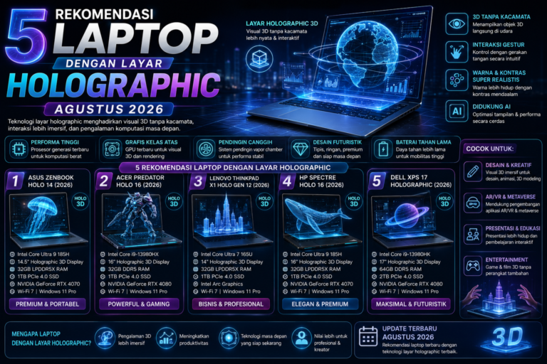 5 Rekomendasi Laptop dengan Layar Holographic Terbaik (Edisi Agustus 2026)