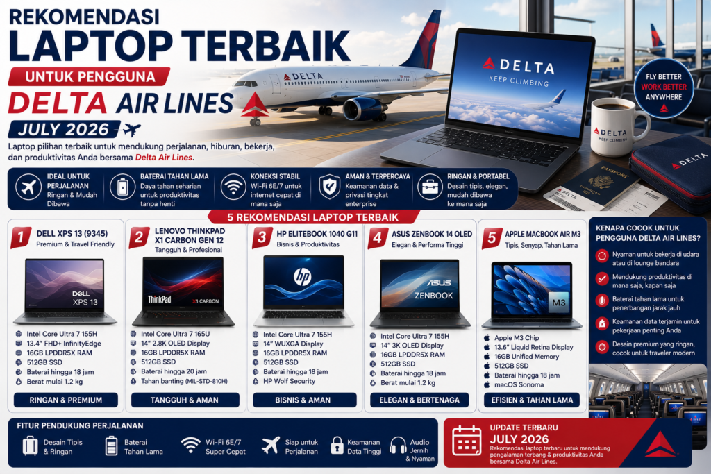 Rekomendasi Laptop Terbaik untuk Pengguna Delta Air Lines (Edisi Juli 2026)
