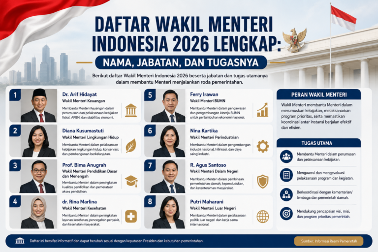 Daftar Wakil Menteri Indonesia 2026 Lengkap: Nama, Jabatan, dan Tugasnya