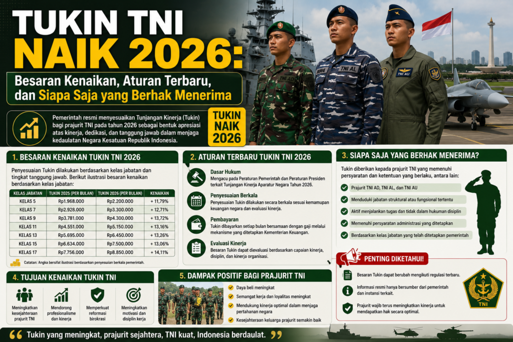 Tukin TNI Naik 2026: Besaran Kenaikan, Aturan Terbaru, dan Siapa Saja yang Berhak Menerima