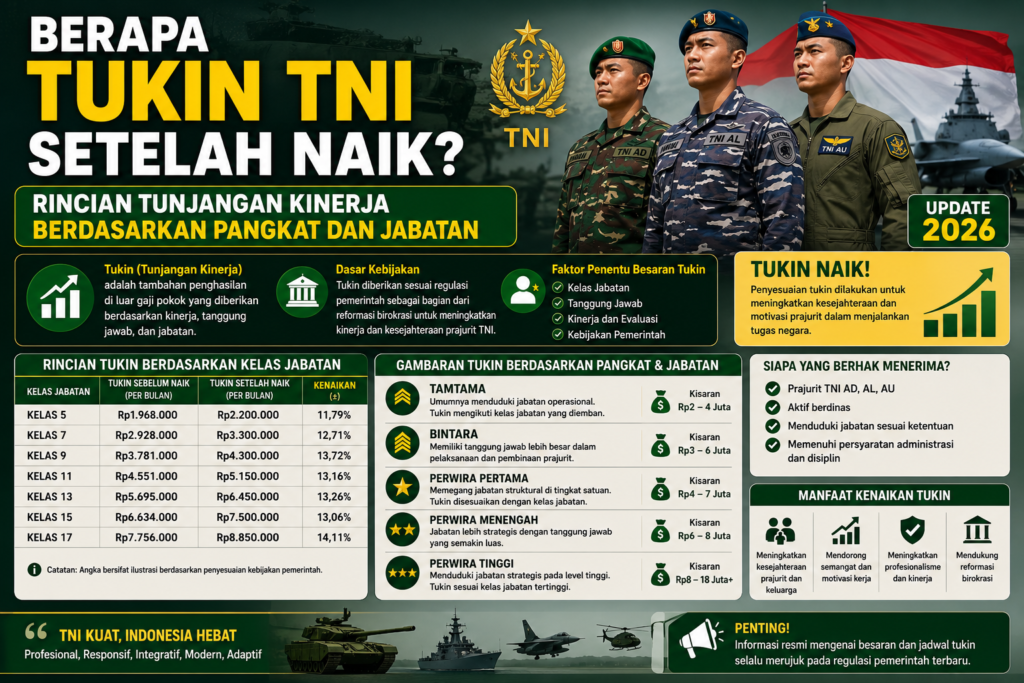 Berapa Tukin TNI Setelah Naik? Rincian Tunjangan Kinerja Berdasarkan Pangkat dan Jabatan