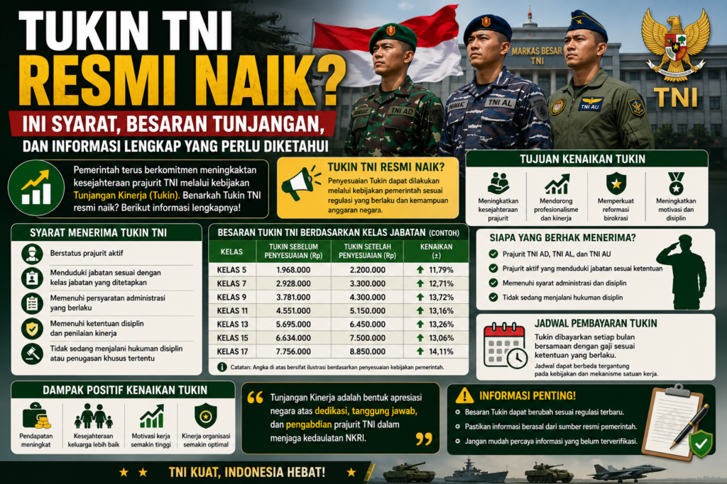 Tukin TNI Resmi Naik? Ini Syarat, Besaran Tunjangan, dan Informasi Lengkap yang Perlu Diketahui