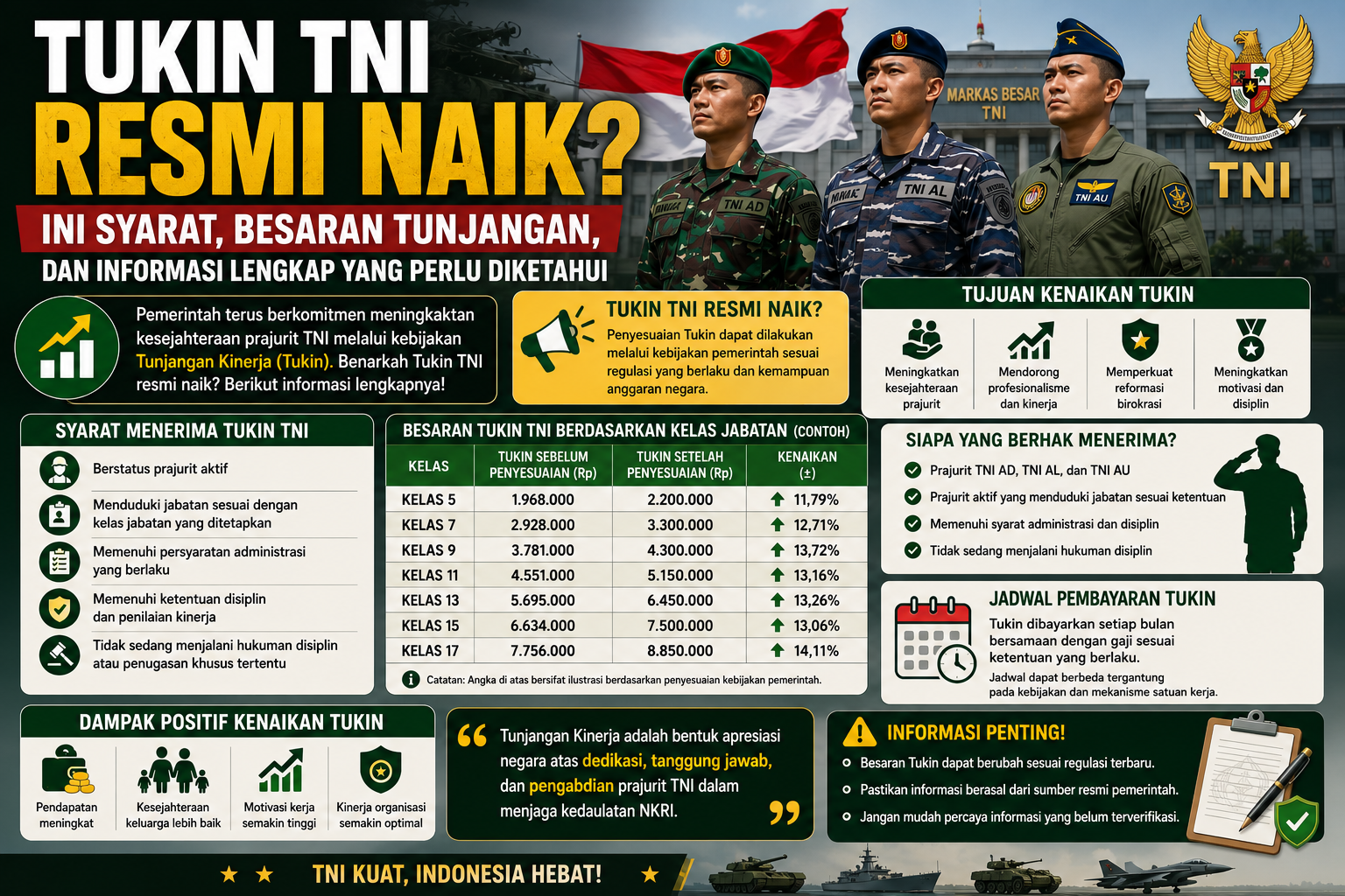 Tukin TNI Resmi Naik? Ini Syarat, Besaran Tunjangan, dan Informasi Lengkap yang Perlu Diketahui