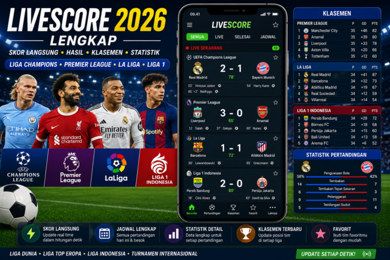 Livescore 2026 Lengkap: Skor Langsung Liga Champions, Premier League, La Liga, dan Liga 1